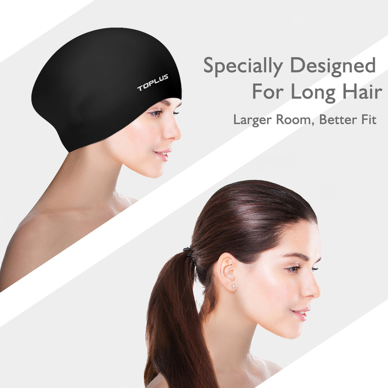 TOPLUS Ladies Long Hair Swimming Cap (with Ear Cover and Nose Clip )（US）