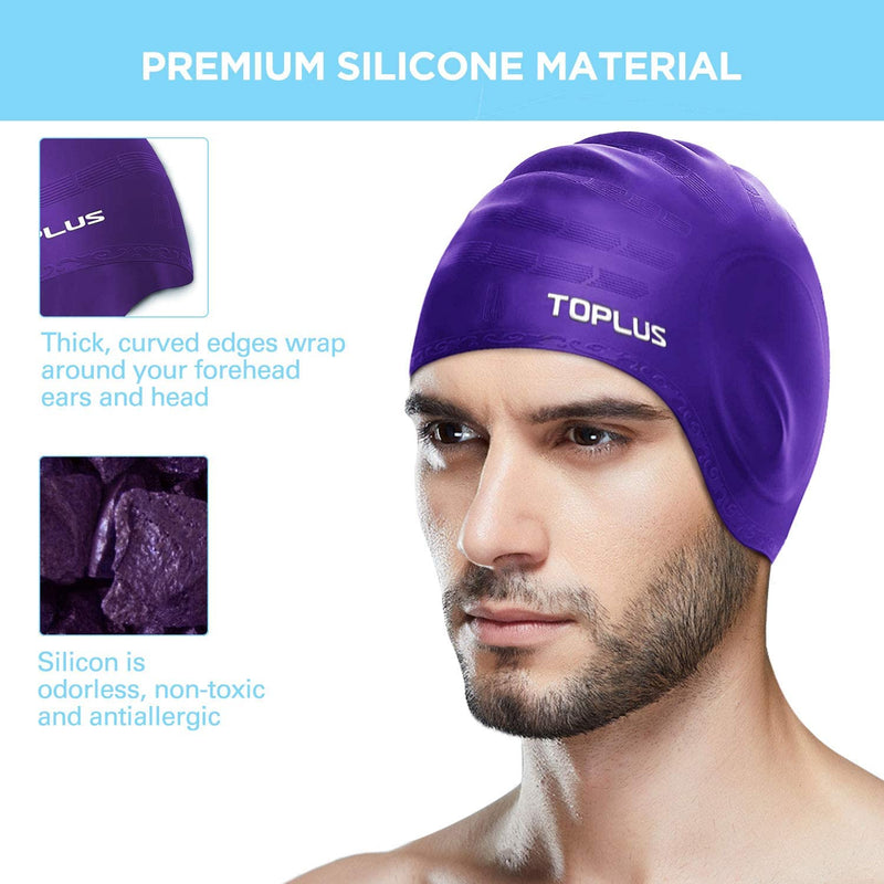 Silicone Swim Cap,Waterproof Swimming Cap with Silicone Nose Clip &  Earplugs Cover Ears