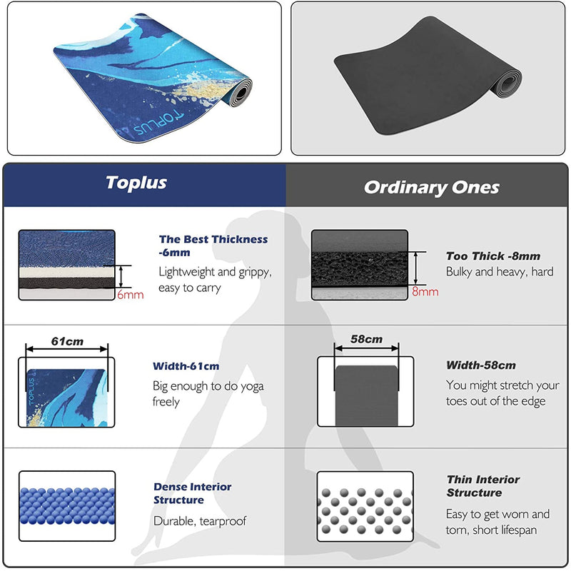 TOPLUS 1/4 Blue Ocean Shell pattern Fitness Mat（US）